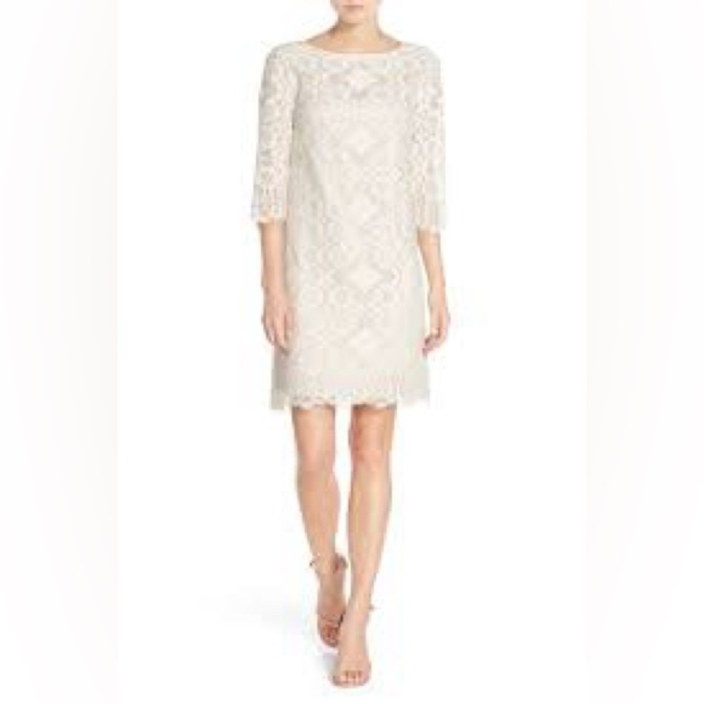 Eliza J Lace Shift Dress Ivory Women’s Size 10 EUC